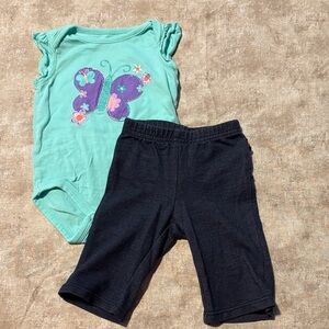 Butterfly Onesie and Jean Legging Pants Set